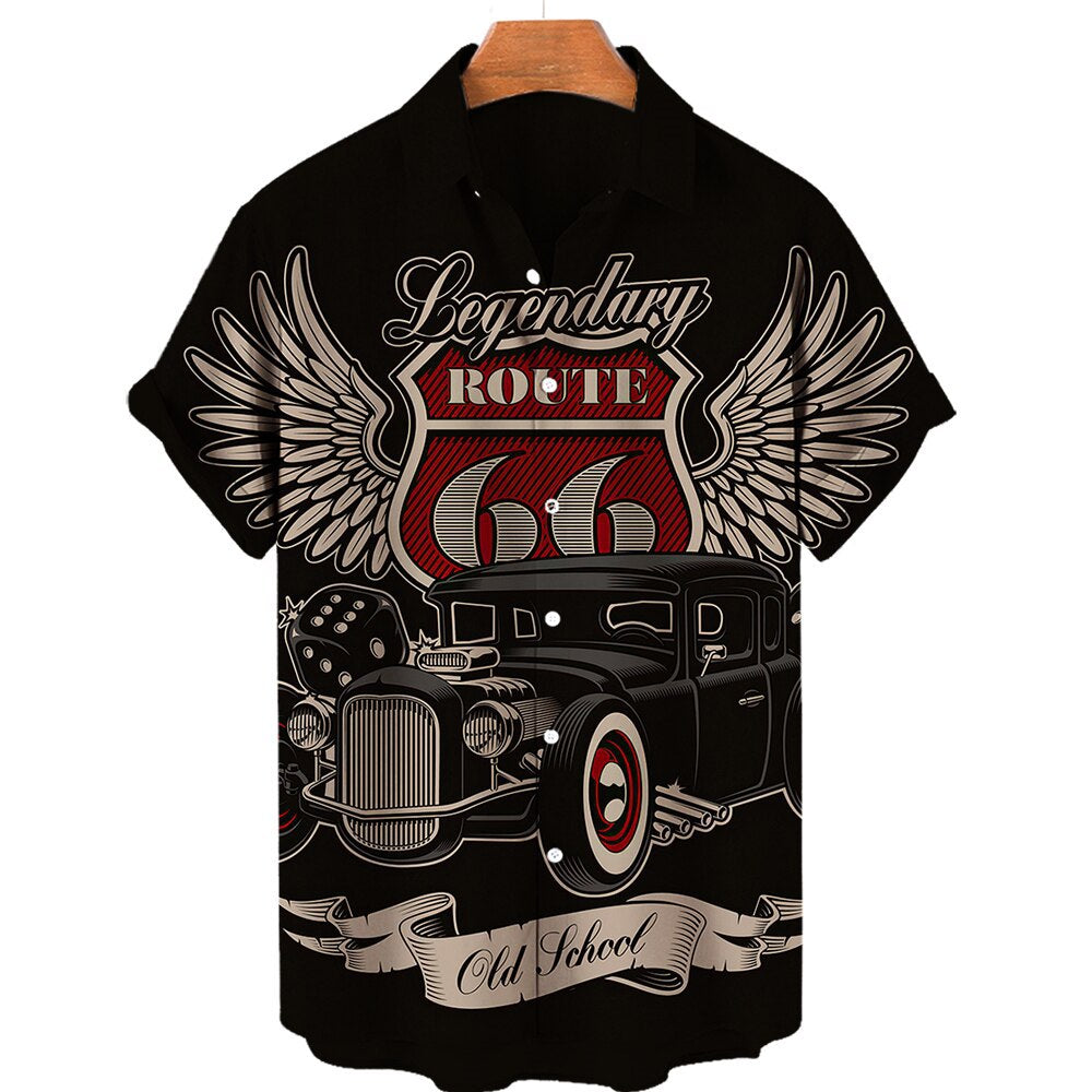 Men's Large Short Sleeve Printed Hawaiian Shirt - 225 Clothing Company