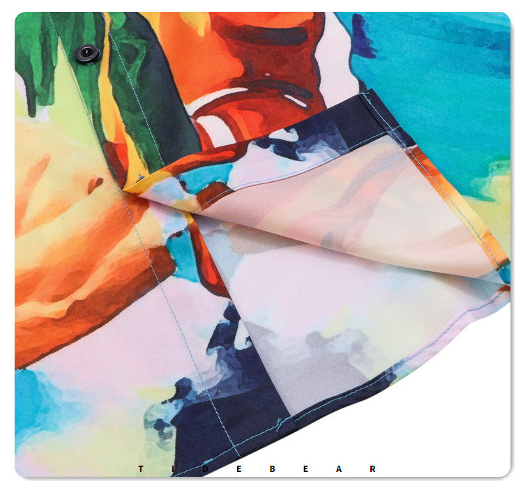 Retro Digital Print Beach Mens Casual Shirt - 225 Clothing Company