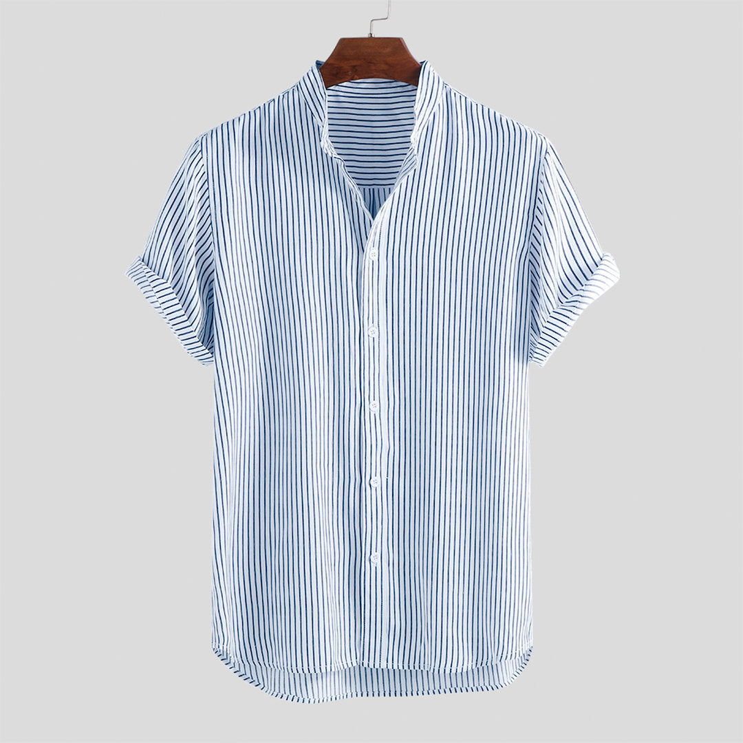 Short-sleeved Shirt Men's Stand-up Collar Slim Top - 225 Clothing Company