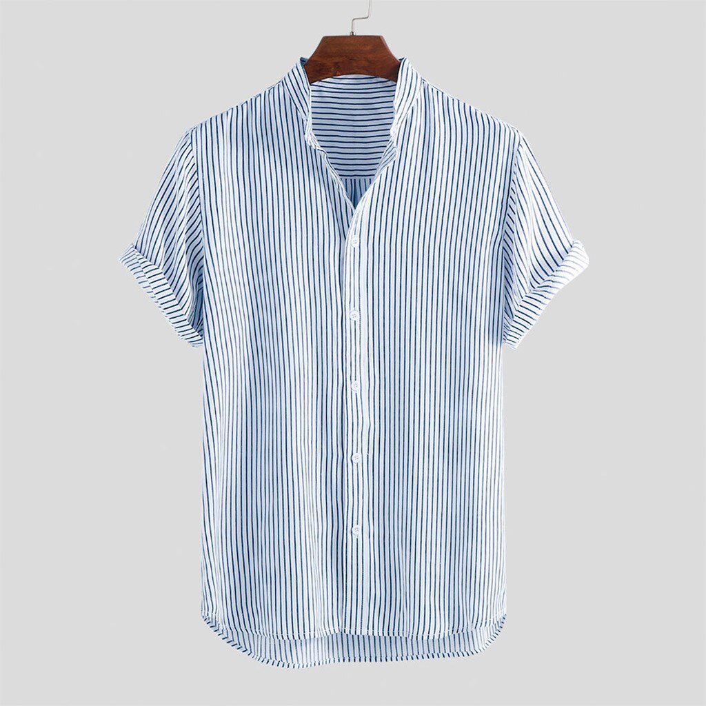 Short-sleeved Shirt Men's Stand-up Collar Slim Top - 225 Clothing Company