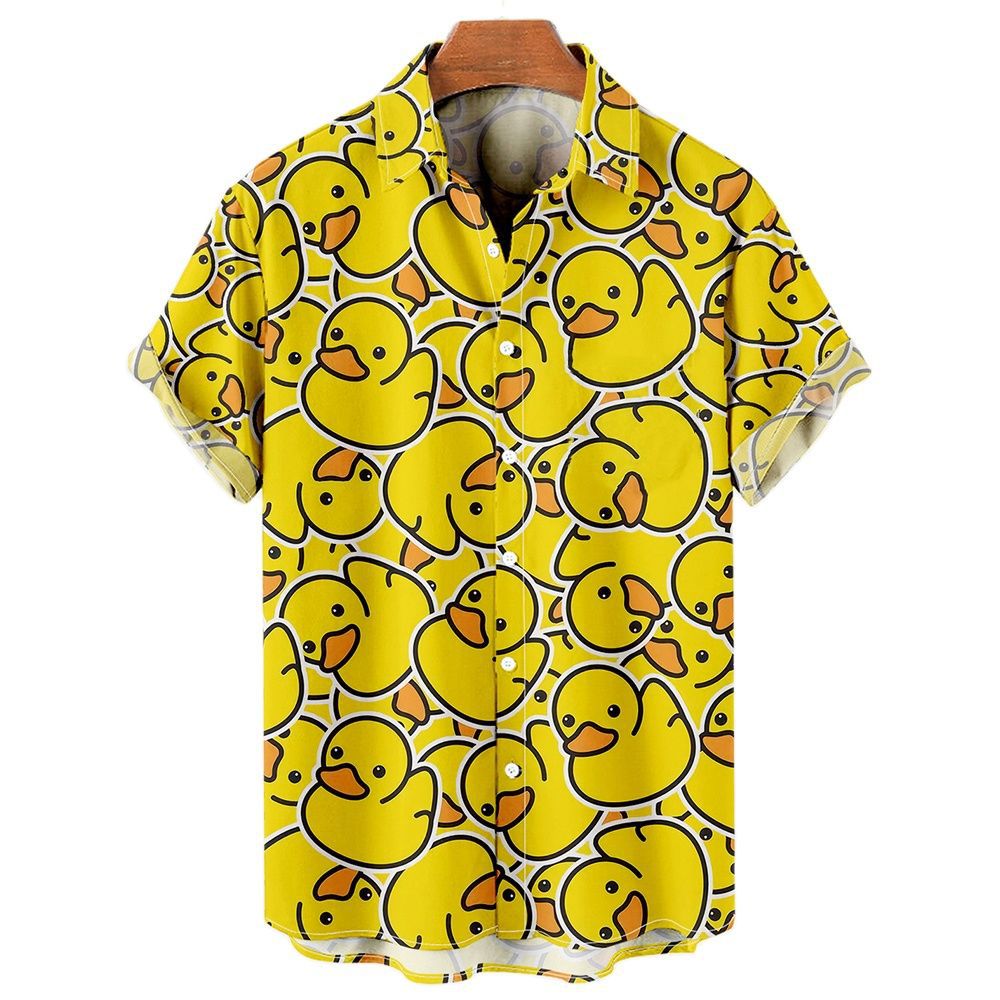 Men's Hawaiian Shirt Small Yellow Duck Shirt - 225 Clothing Company