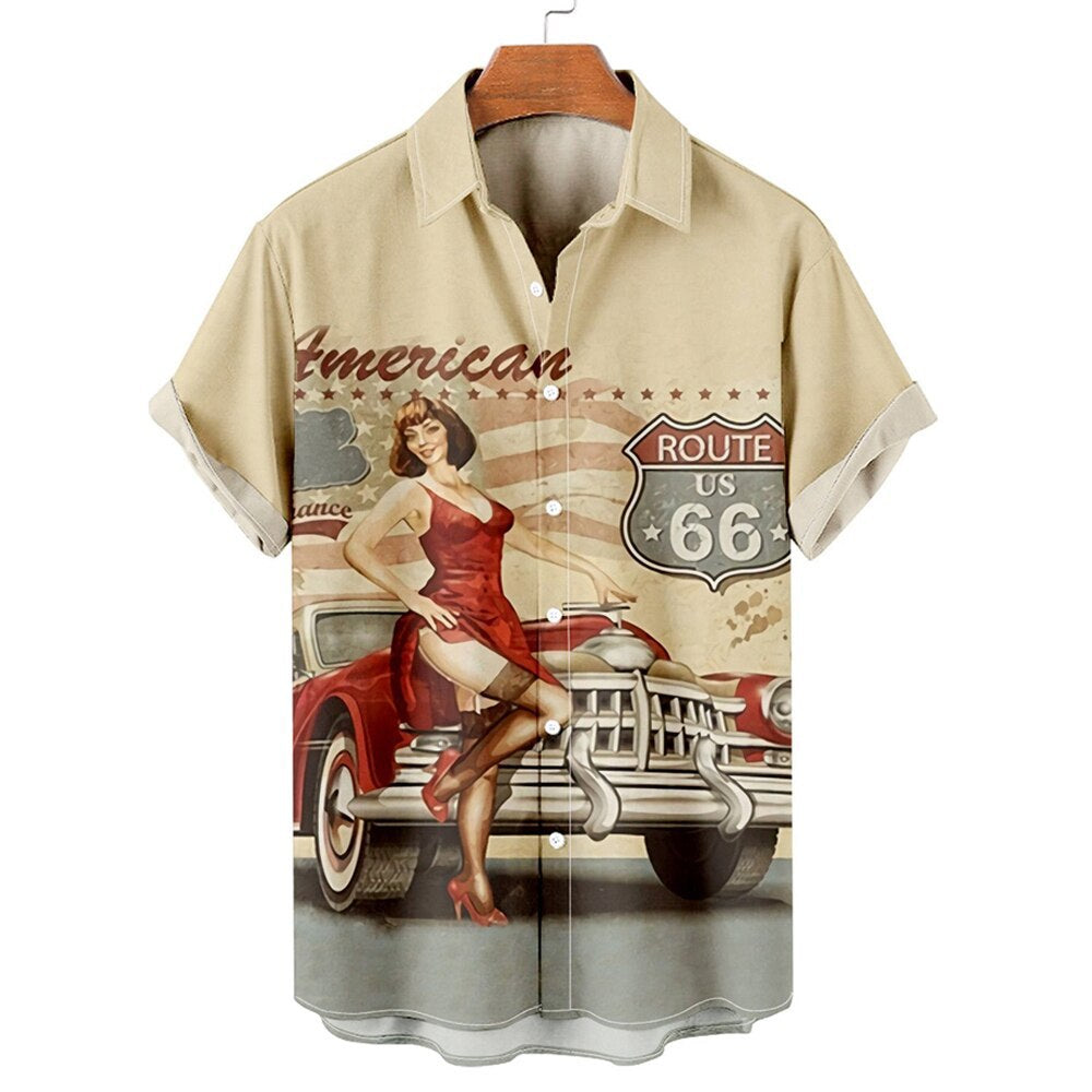Men's Large Short Sleeve Printed Hawaiian Shirt - 225 Clothing Company