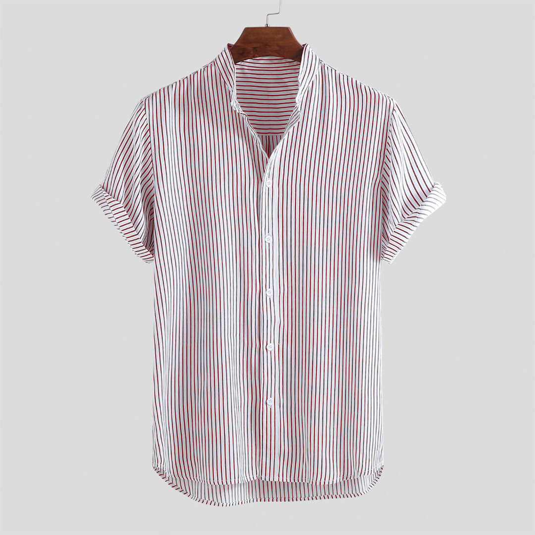 Short-sleeved Shirt Men's Stand-up Collar Slim Top - 225 Clothing Company