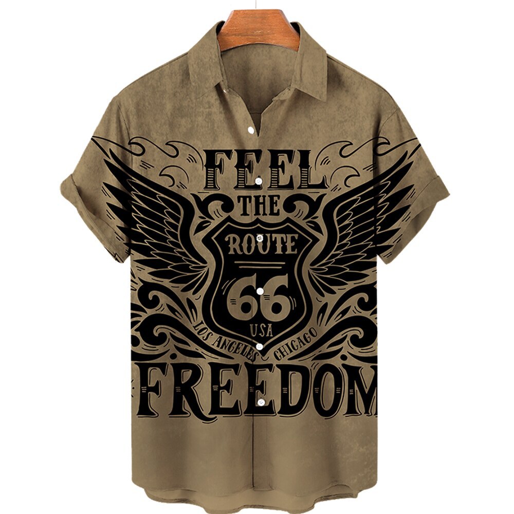 Men's Large Hawaiian 66 Highway Printed Shirt - 225 Clothing Company