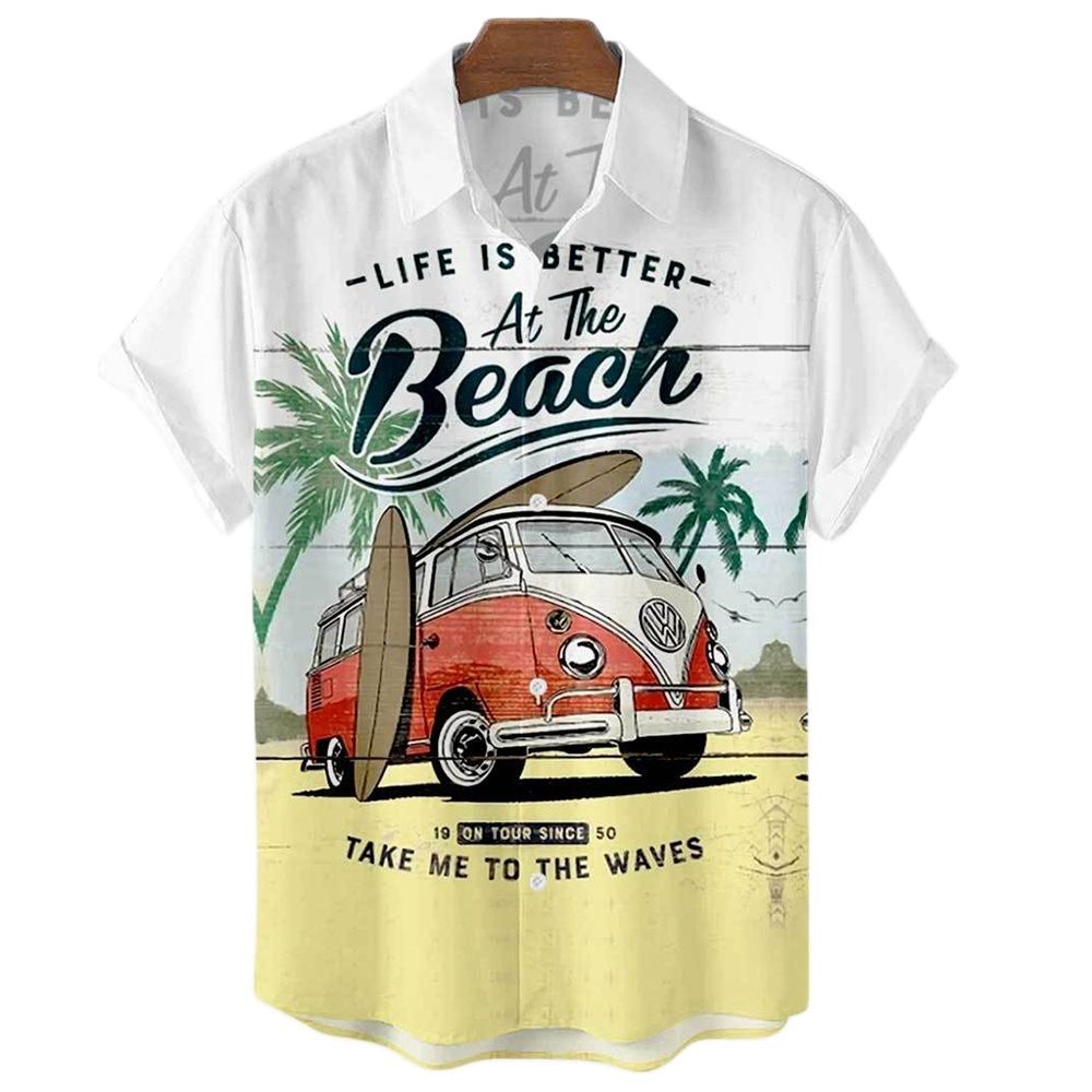Men's Large Short Sleeve Printed Hawaiian Shirt - 225 Clothing Company