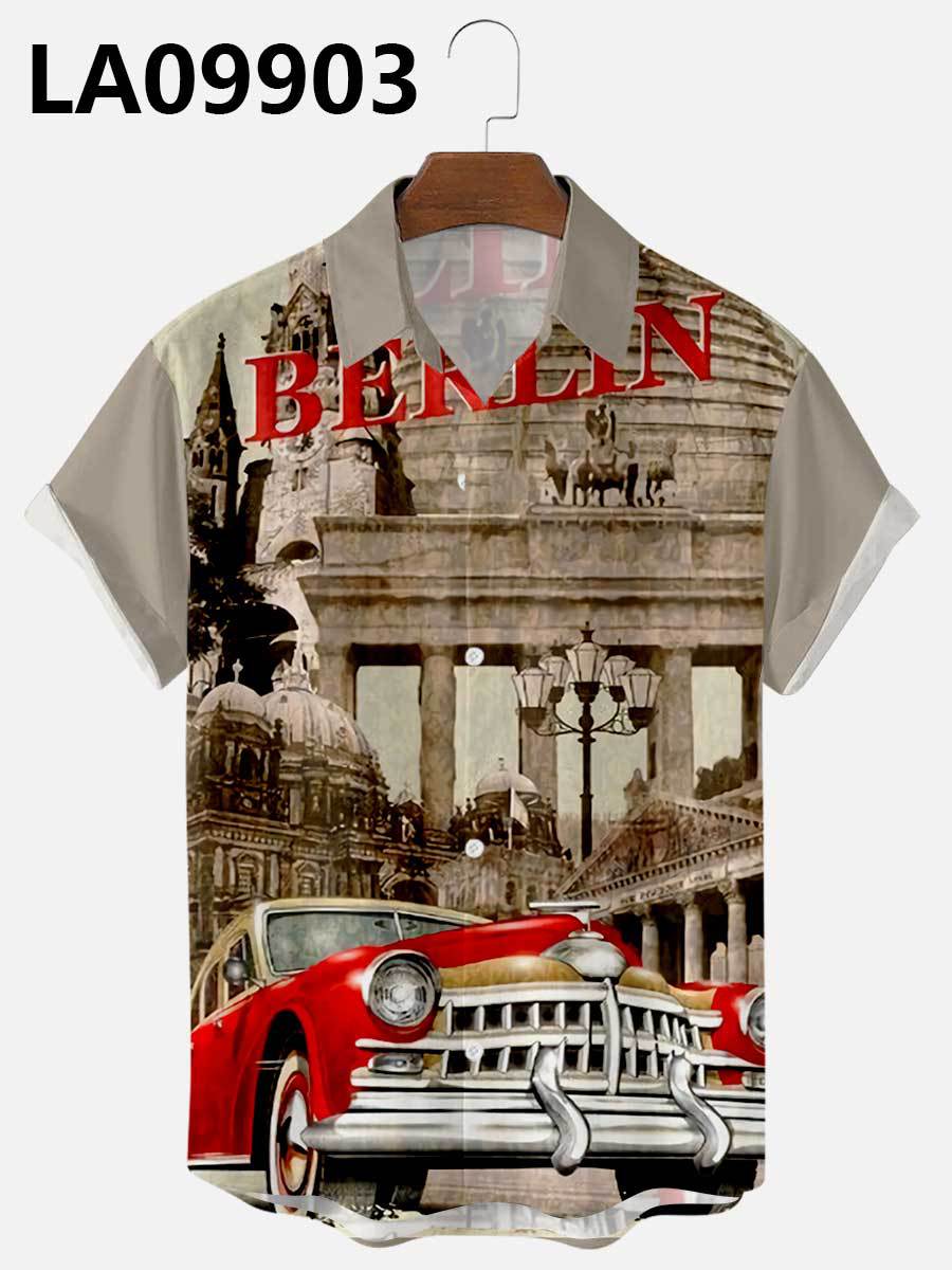 Men's Summer Hawaiian Car Digital Print Shirt - 225 Clothing Company