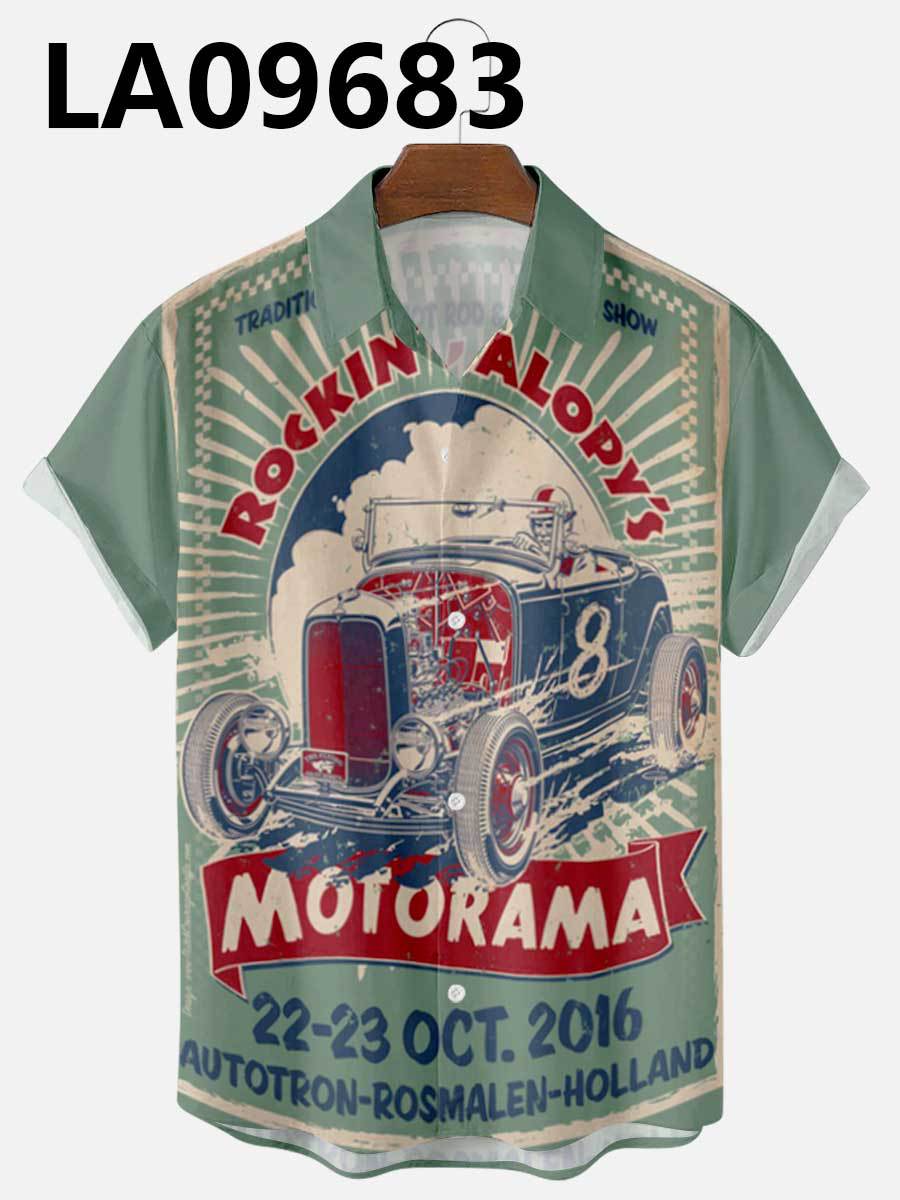 Men's Summer Hawaiian Car Digital Print Shirt - 225 Clothing Company