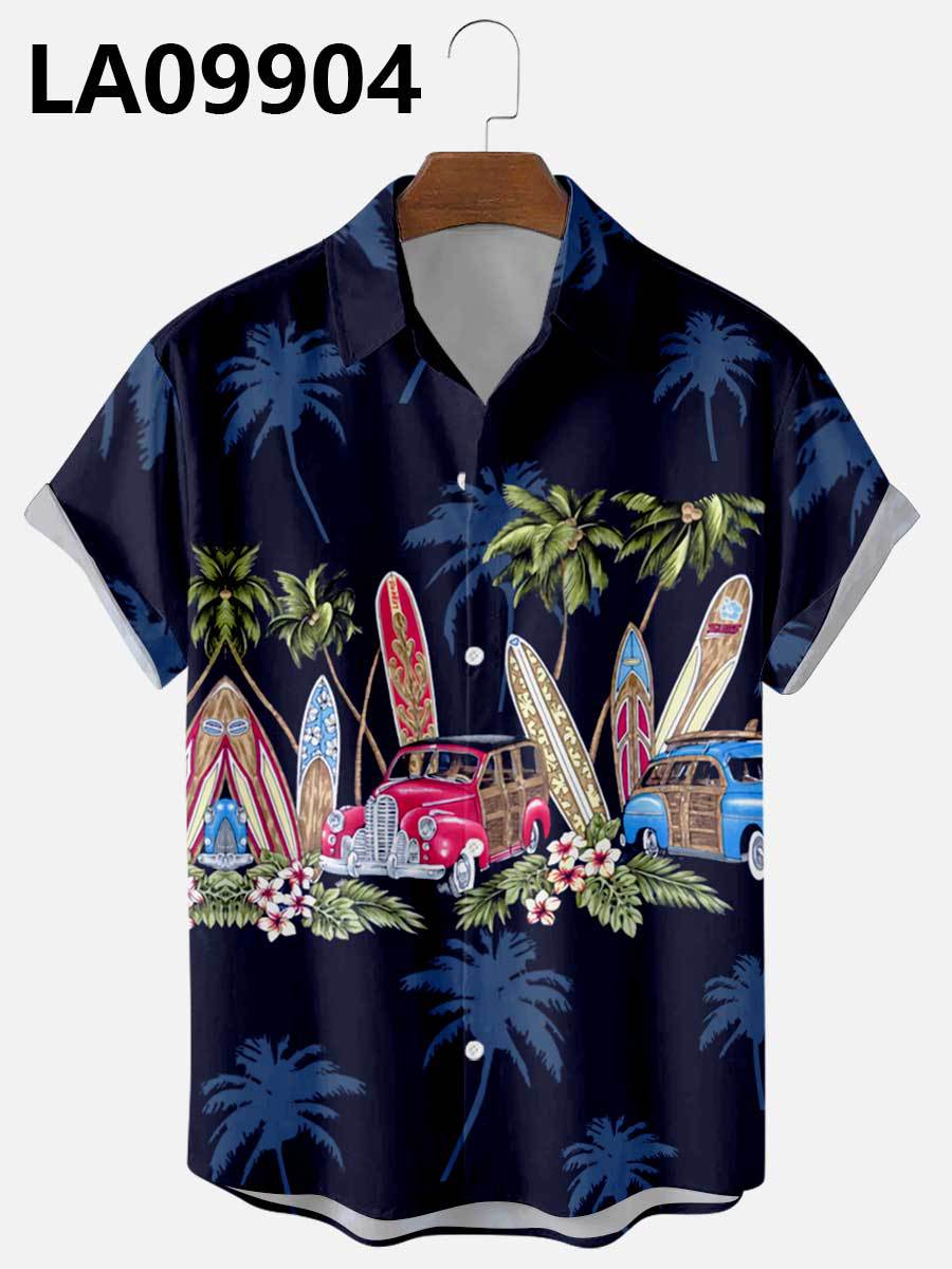 Men's Summer Hawaiian Car Digital Print Shirt - 225 Clothing Company