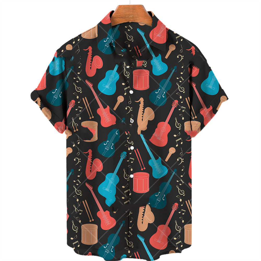 Men's Hawaiian Instruments Full Print Short Sleeve Shirt - 225 Clothing Company
