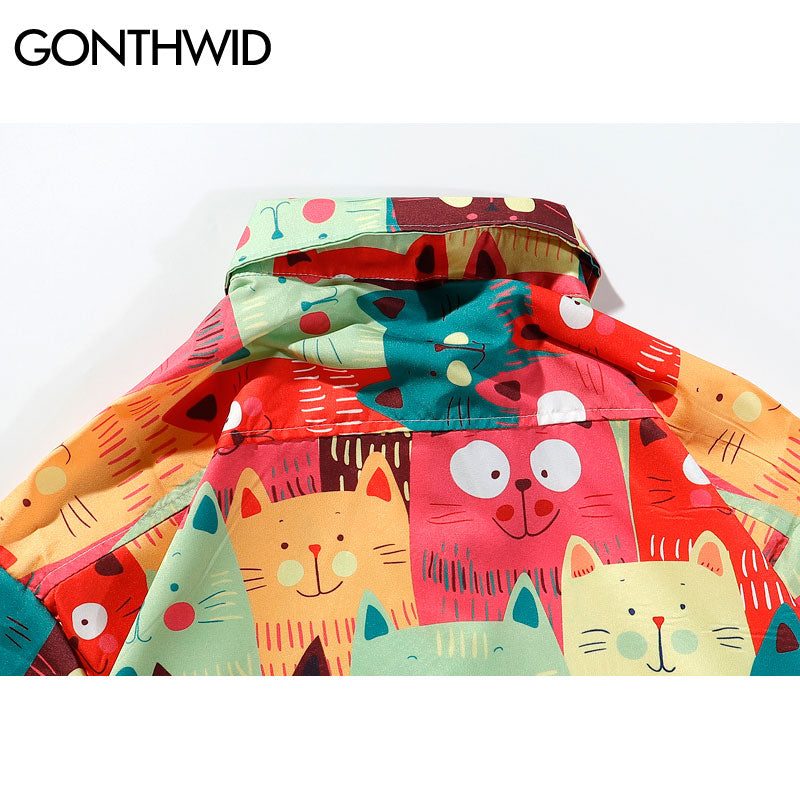 Funny Cat Hawaiian Shirt - Multiple Styles - 225 Clothing Company