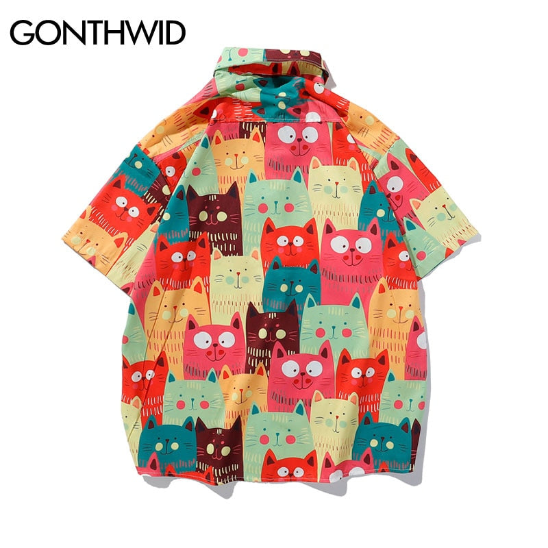 Funny Cat Hawaiian Shirt - Multiple Styles - 225 Clothing Company
