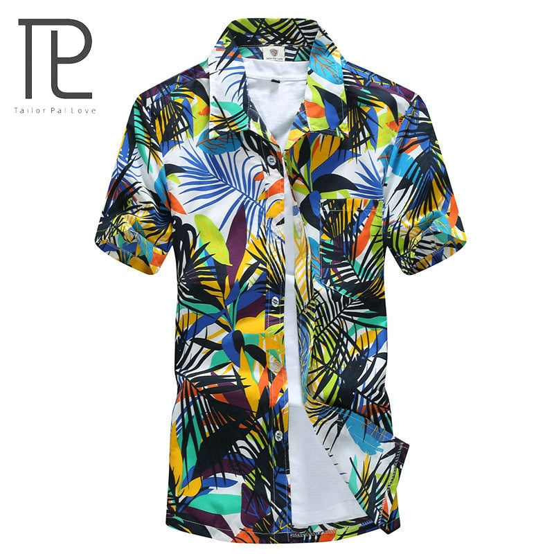 Tailor Pal Love 2023 Summer Hawaiian Shirt Men Casual Short Sleeve Mens Beach Shirts Floral Printing