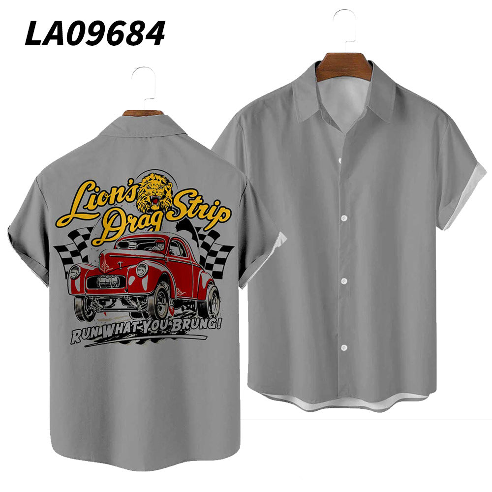 Men's Summer Hawaiian Car Digital Print Shirt - 225 Clothing Company