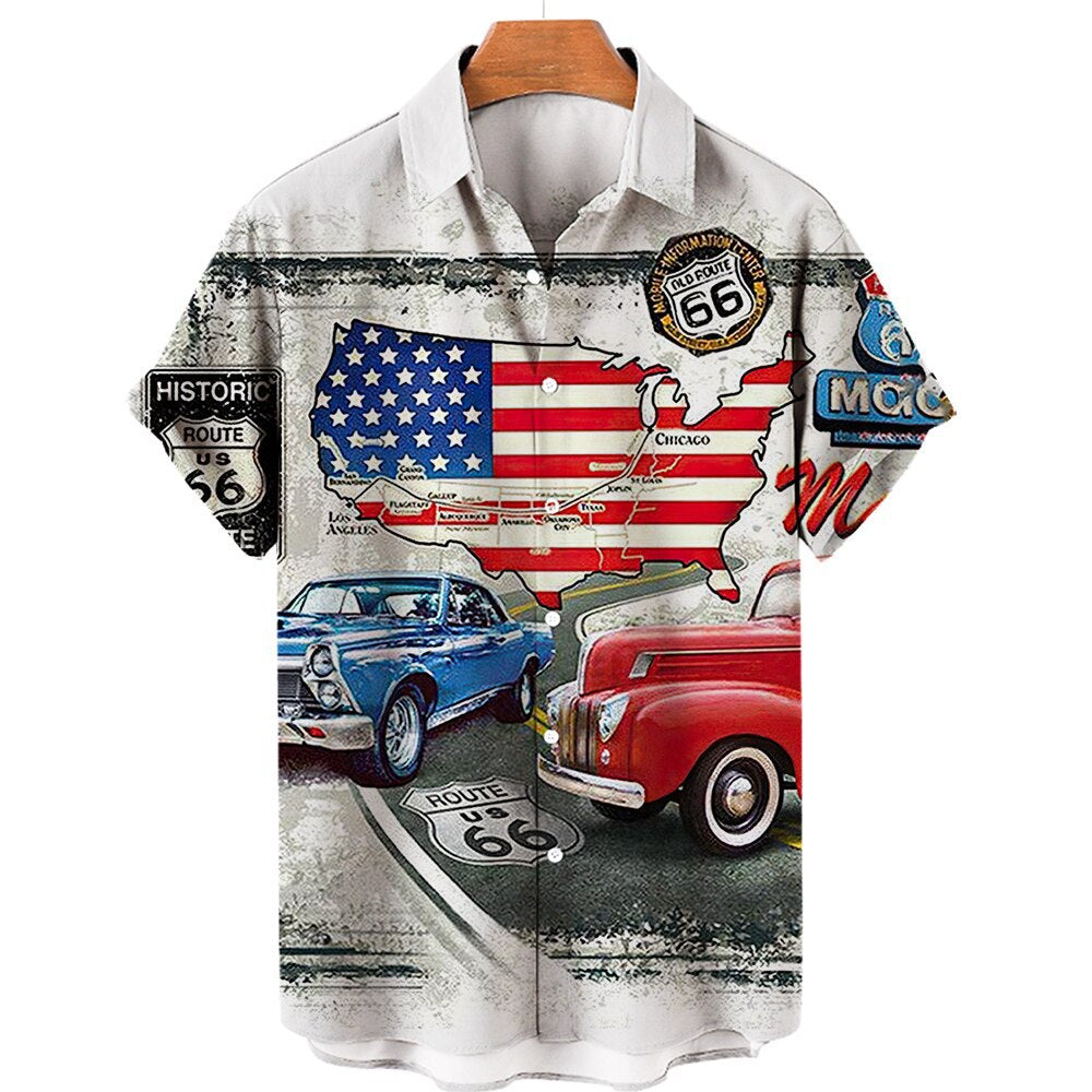 Men's Large Short Sleeve Printed Hawaiian Shirt - 225 Clothing Company