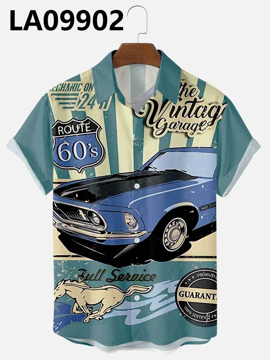 Men's Summer Hawaiian Car Digital Print Shirt - 225 Clothing Company