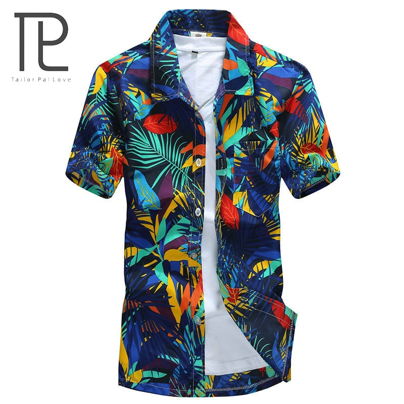 Tailor Pal Love 2023 Summer Hawaiian Shirt Men Casual Short Sleeve Mens Beach Shirts Floral Printing