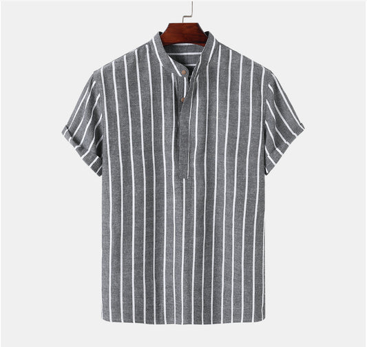 Oversized Striped Linen Men's Shirt - 225 Clothing Company 