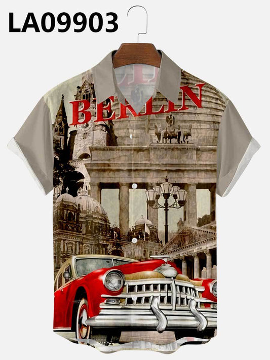 Men's Summer Hawaiian Car Digital Print Shirt - 225 Clothing Company 