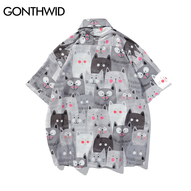 Funny Cat Hawaiian Shirt - Multiple Styles - 225 Clothing Company 