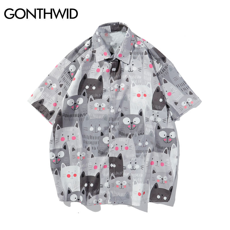 Funny Cat Hawaiian Shirt - Multiple Styles - 225 Clothing Company 