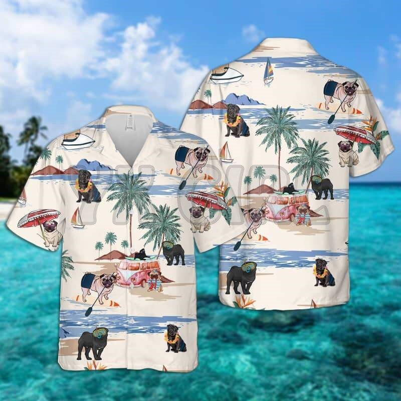 SAMOYED SUMMER BEACH HAWAIIAN SHIR 3D All Over Printed Hawaiian Shirt Men's For Women's Harajuku Casual Shirt Unisex