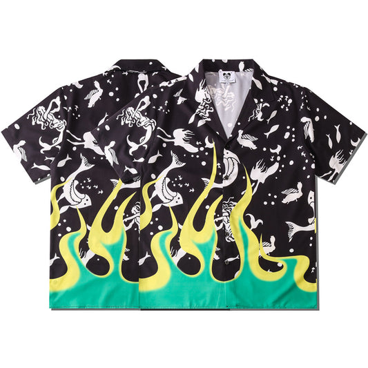 High Street Hawaiian Casual Flower Shirt Short Sleeve Men - 225 Clothing Company 