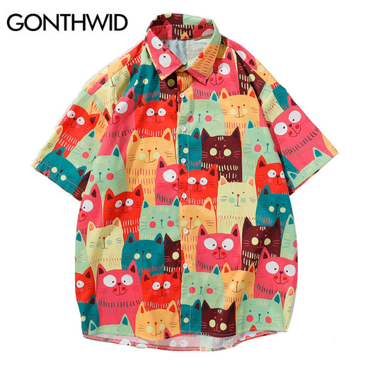 Funny Cat Hawaiian Shirt - Multiple Styles - 225 Clothing Company 