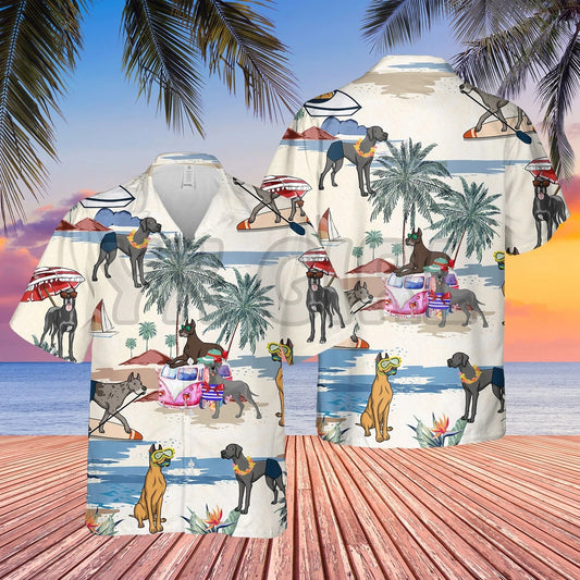 GREAT DANE SUMMER BEACH HAWAIIAN SHIRT 3D All Over Printed Hawaiian Shirt Men's For Women's Harajuku Casual Shirt Unisex